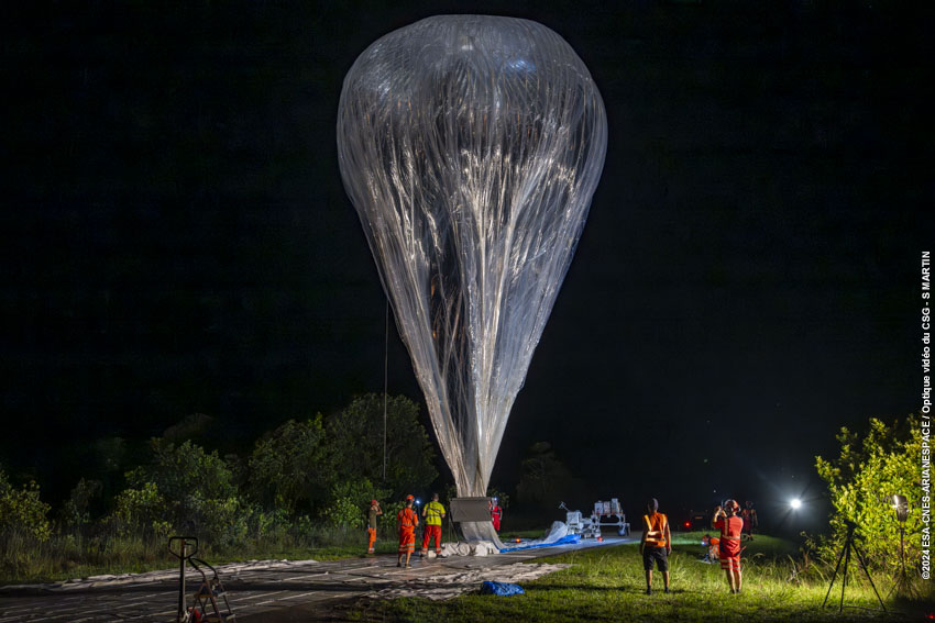 Le lâcher ballon manœuvrant BalMan de nuit au CSG.