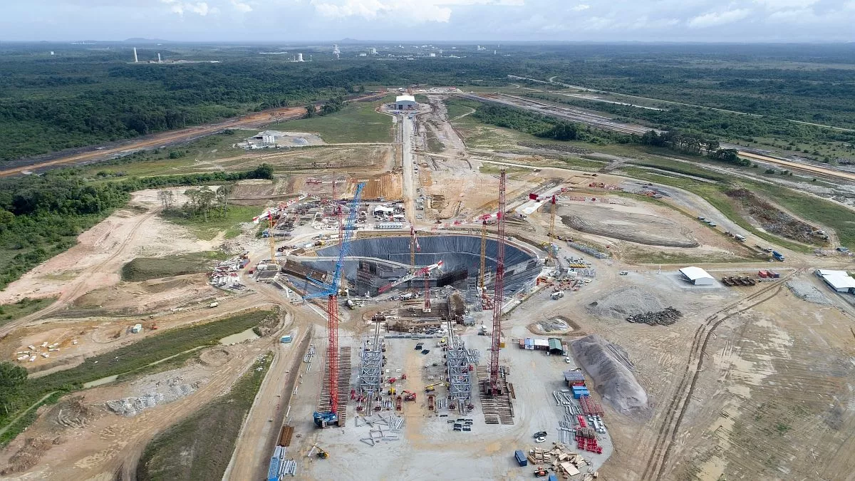 Le chantier du pas de tir d'Ariane 6 en 2018.