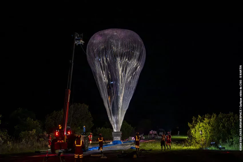 Le ballon BalMan prêt à décoller depuis le CSG.