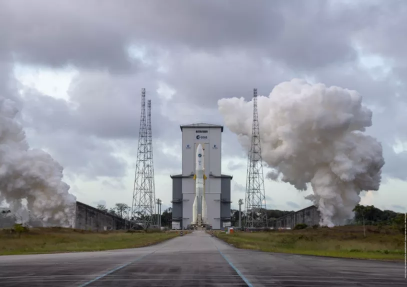 Un allumage de plus de 7 minutes du moteur Vulcain 2.1 lors de l'essai à feu long de l'étage principal d'Ariane 6 le 23 novembre 2023 au CSG.
