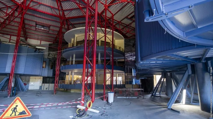 Vue lanceurs pendant les travaux de rénovation du musée de l'Espace.