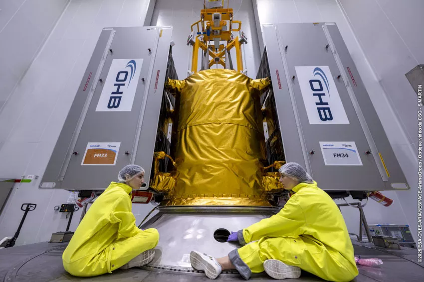 Pose satellites galileo L14 sur palette