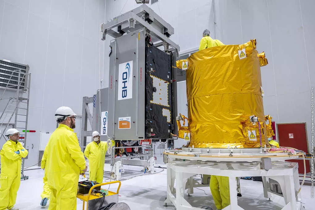 Pose satellites Galileo L14 sur dispenser